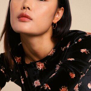 Rouje Guy Top, Black Floral, Size 38